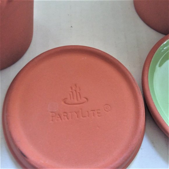 Candle Holders PartyLite Terra Cotta Mini Garden Pots Votive Trio RARE Retired - Picture 4 of 6